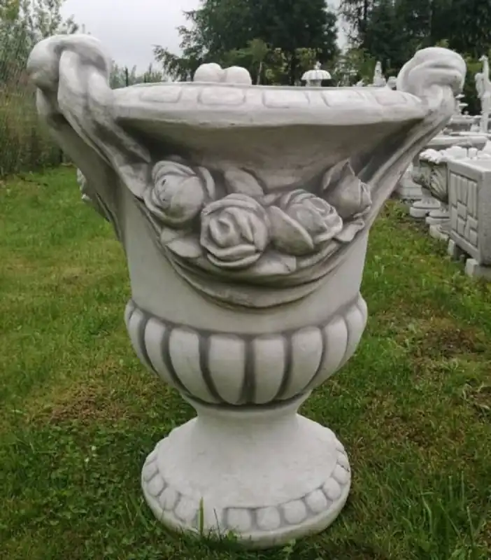 Markenware Casa Padrino Barock Garten Deko Blumentopf Grau H. 72 cm - Runder Pflanzentopf im Barockstil - Barock Garten Deko - Barock Terrassen Deko - Barock Deko Accessoires