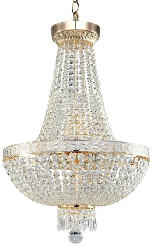 Casa Padrino Barock Kristall Kronleuchter Gold Ø 40 x H. 81 cm - Runder Barockstil Kronleuchter - Barock Wohnzimmer Kronleuchter - Edel & Prunkvoll Preisreduziert