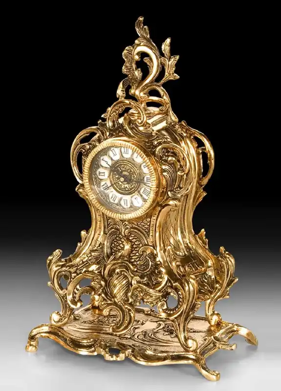 Casa Padrino Luxus Barock Tischuhr Gold 24 x H. 40 cm - Handgefertigte Bronze Uhr im Barockstil - Barock Schreibtischuhr - Barock Schreibtisch Deko - Barock Deko Accessoires - Barockstil Uhren Super-Preis