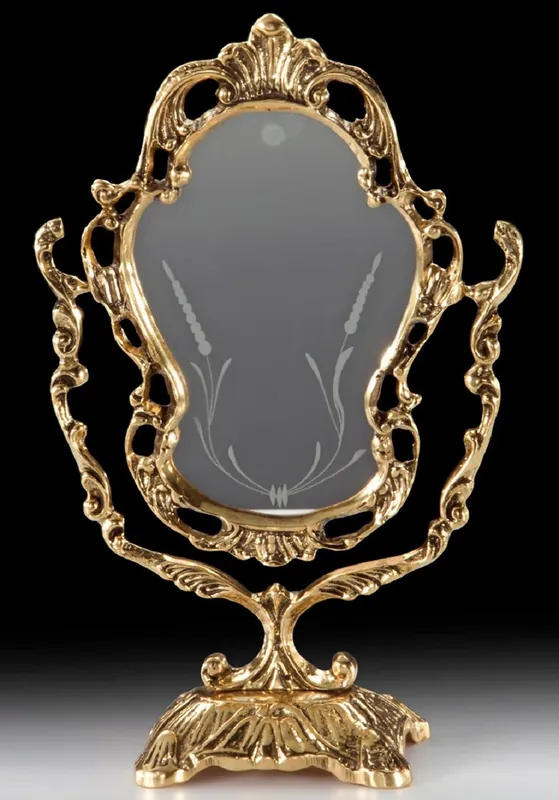 Casa Padrino Luxus Barock Schminkspiegel Gold 19 x H. 30 cm - Handgefertigter Barockstil Bronze Tischspiegel - Kosmetikspiegel - Barock Deko Accessoires - Edel & Prunkvoll Saisonangebot