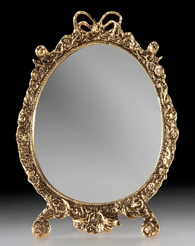 Top-Seller Casa Padrino Luxus Barock Schminkspiegel Gold 20 x H. 27 cm - Handgefertigter Barockstil Bronze Tischspiegel - Kosmetikspiegel - Barock Deko Accessoires - Edel & Prunkvoll