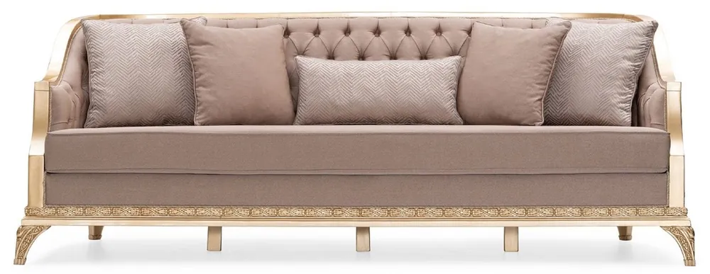 Letzte Chance Casa Padrino Luxus Barock Wohnzimmer Sofa Braun / Gold - Handgefertigtes Barockstil Sofa mit dekorativen Kissen - Luxus Wohnzimmer Möbel im Barockstil - Barock Möbel