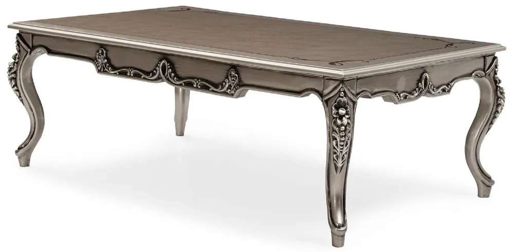 Casa Padrino Luxus Barock Couchtisch Silber - Handgefertigter Massivholz Wohnzimmertisch im Barockstil - Barock Möbel - Luxus Möbel im Barockstil - Barock Einrichtung - Edel & Prunkvoll Kracherpreis