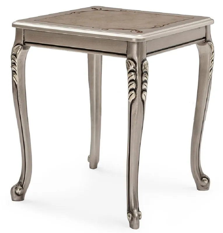 Casa Padrino Luxus Barock Beistelltisch Silber - Quadratischer Massivholz Tisch im Barockstil - Luxus Wohnzimmer Möbel im Barockstil - Barock Möbel - Edel & Prunkvoll Neue Ware