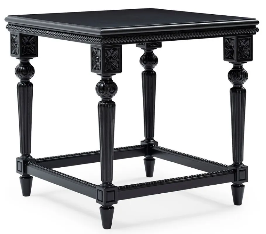Casa Padrino Luxus Barock Beistelltisch Schwarz - Quadratischer Massivholz Tisch im Barockstil - Luxus Wohnzimmer Möbel im Barockstil - Barock Möbel - Edel & Prunkvoll Neue Ware