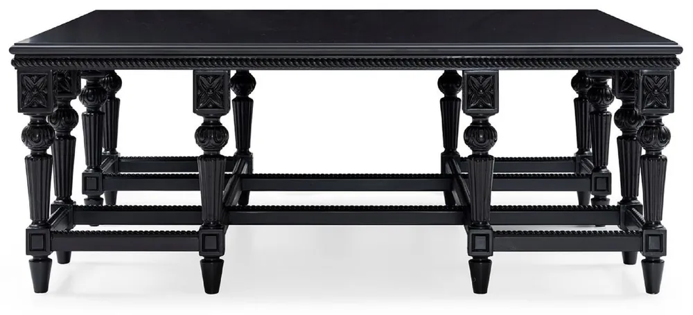 Schnäppchen Casa Padrino Luxus Barock Couchtisch Schwarz - Handgefertigter Massivholz Wohnzimmertisch im Barockstil - Wohnzimmer Möbel im Barockstil - Barock Möbel - Edel & Prunkvoll