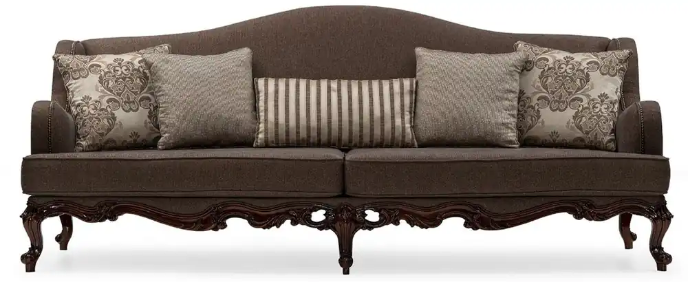 Casa Padrino Luxus Barock Wohnzimmer Sofa Grau / Braun - Handgefertigtes Barockstil Sofa mit dekorativen Kissen - Luxus Wohnzimmer Möbel im Barockstil - Barock Möbel - Edel & Prunkvoll Expressversand