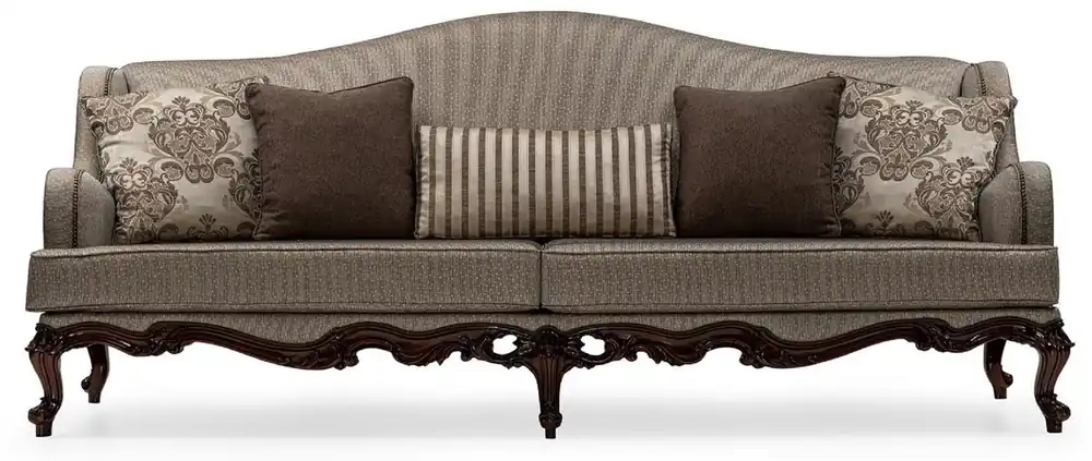 Top-Seller Casa Padrino Luxus Barock Wohnzimmer Sofa Silber / Braun - Handgefertigtes Barockstil Sofa mit dekorativen Kissen - Luxus Wohnzimmer Möbel im Barockstil - Barock Möbel - Edel & Prunkvoll