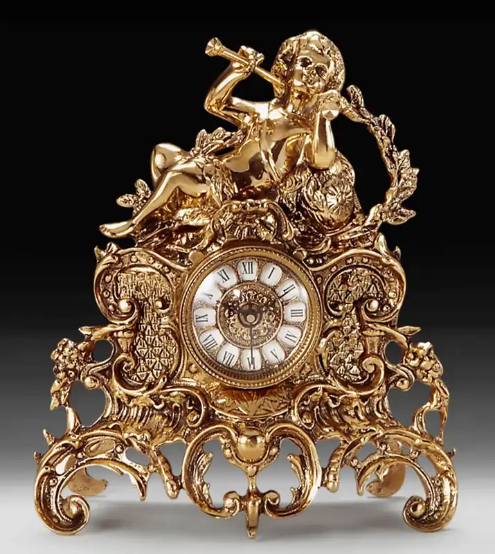 Bestseller Casa Padrino Luxus Barock Tischuhr Gold 28 x H. 33 cm - Handgefertigte Bronze Uhr im Barockstil - Barock Schreibtischuhr - Barock Schreibtisch Deko - Barock Deko Accessoires - Barockstil Uhren