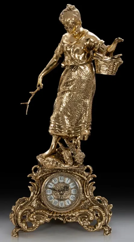 Wochenendangebot Casa Padrino Luxus Barock Tischuhr Gold 29 x H. 62 cm - Handgefertigte Bronze Uhr im Barockstil - Barock Schreibtischuhr - Barock Schreibtisch Deko - Barock Deko Accessoires - Barockstil Uhren