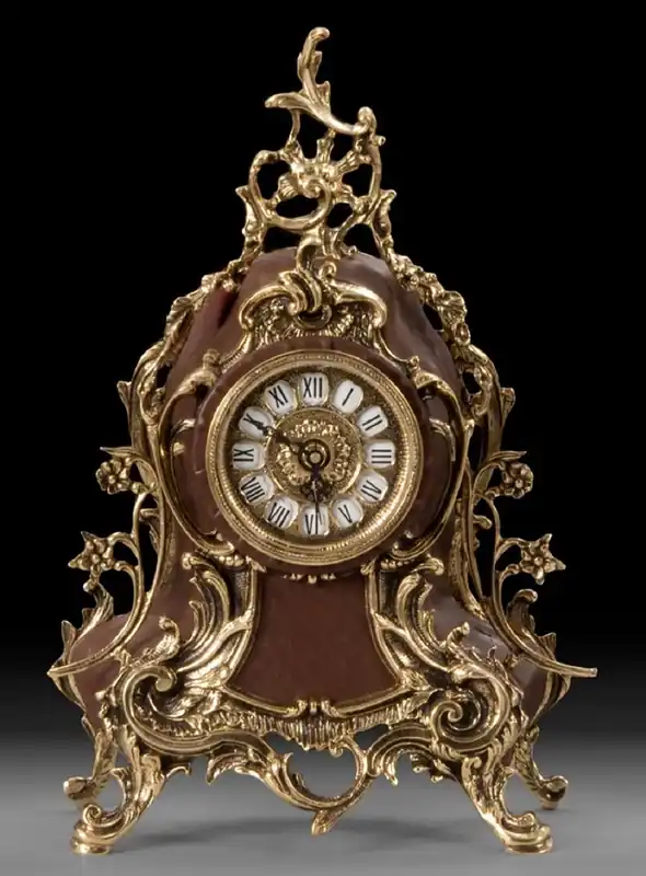 Casa Padrino Luxus Barock Tischuhr Gold / Braun 19 x H. 35 cm - Handgefertigte Bronze Uhr im Barockstil - Barock Schreibtischuhr - Barock Schreibtisch Deko - Barock Deko Accessoires - Barockstil Uhren Beliebt