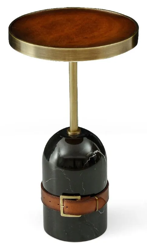 Meistverkauft Casa Padrino Luxus Beistelltisch Braun / Messing / Schwarz Ø 29,5 x H. 51,5 cm - Runder Tisch mit Marmorfuß - Wohnzimmer Möbel - Luxus Möbel