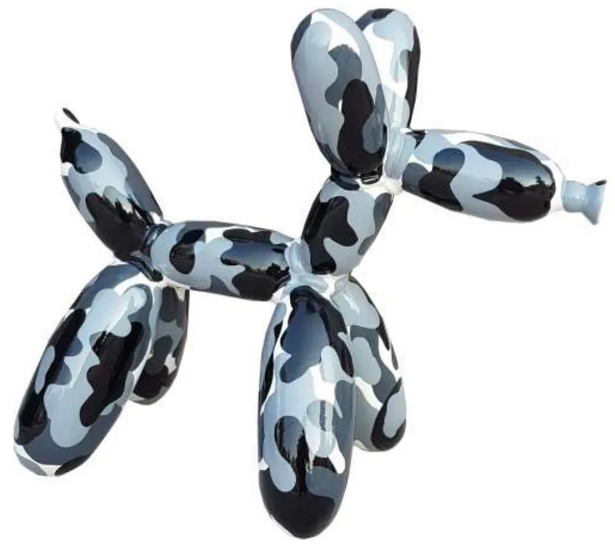 Casa Padrino Luxus Designer Deko Skulptur Ballon Hund Schwarz / Grau / Weiß 100 cm - Große Deko Figur - XXL Deko Skulptur - XXL Deko Figur - Wohnzimmer Deko - Garten Deko - Luxus Figuren Sonderaktion