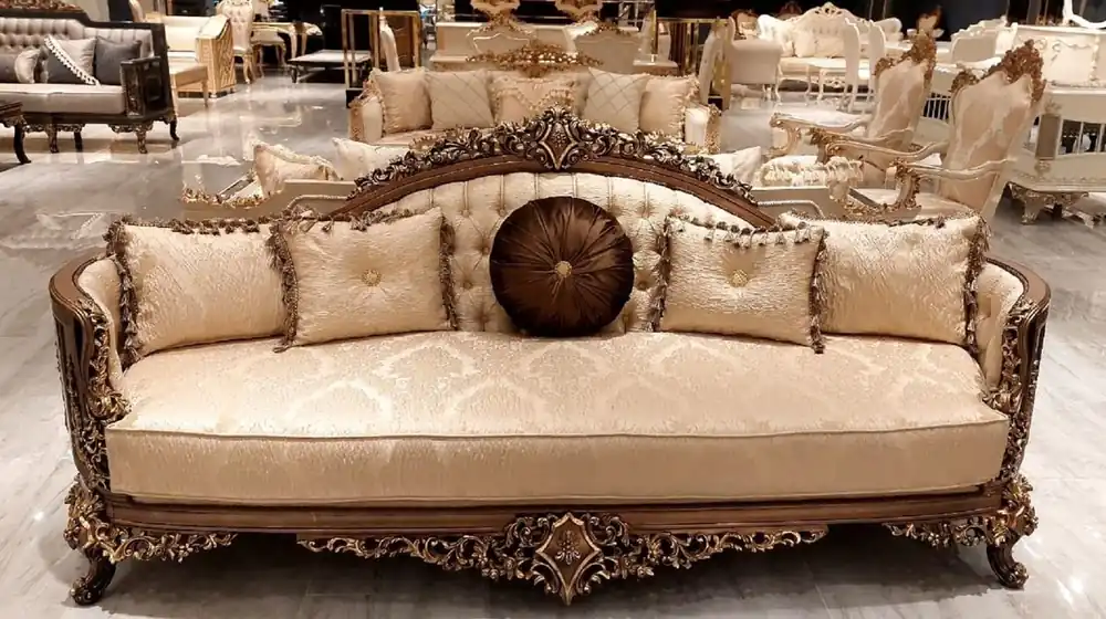 Beliebt Casa Padrino Luxus Barock Wohnzimmer Sofa Gold / Braun / Gold - Handgefertigtes Barockstil Sofa - Luxus Wohnzimmer Möbel im Barockstil - Barock Möbel - Edel & Prunkvoll