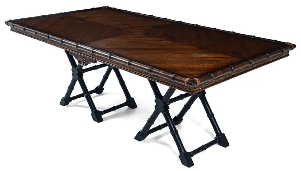Casa Padrino Luxus Vintage Stil Esstisch Braun / Schwarz 215 x 108 x H. 78 cm - Rechteckiger Massivholz Esszimmertisch - Esszimmer Möbel - Massivholz Möbel - Vintage Stil Möbel - Luxus Möbel Sofort Bestellen