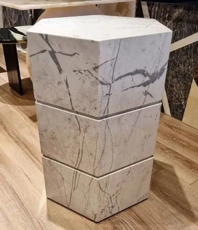 Jetzt Bestellen Casa Padrino Luxus Marmor Beistelltisch Weiß 40 x 40 x H. 60 cm - Sechseckiger Wohnzimmer Beistelltisch - Marmor Möbel - Luxus Möbel - Luxus Interior
