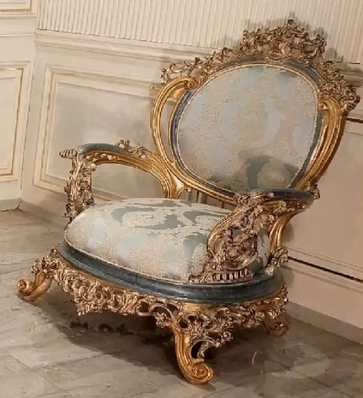 Casa Padrino Luxus Barock Wohnzimmer Sessel Türkis / Creme / Gold - Handgefertigter Barockstil Sessel - Luxus Wohnzimmer Möbel im Barockstil - Barock Möbel - Edel & Prunkvoll Sonderangebot