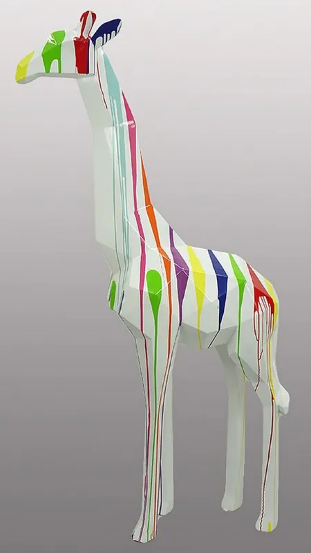Aktuell Casa Padrino Luxus Designer Deko Skulptur Giraffe Weiß / Mehrfarbig H. 200 cm - Riesige Gartenskulptur - Lebensgroße Skulptur - XXL Deko Skulptur - XXL Deko Figur - XXL Tierfigur