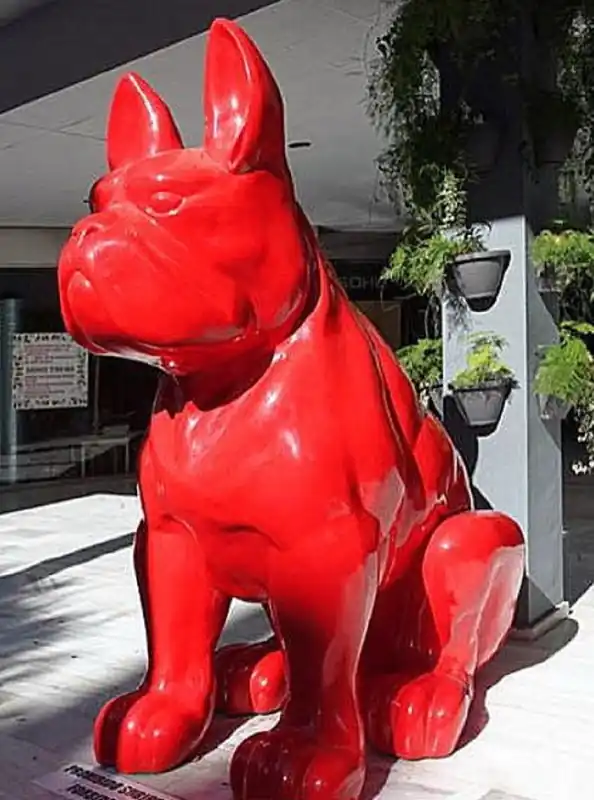 Schneller Versand Casa Padrino Luxus Deko Skulptur Hund Bulldogge Rot 220 x 130 x H. 250 cm - Riesige Garten Skulptur - Riesige Garten Figur - XXL Deko Skulptur - XXL Deko Figur - XXL Tierfigur