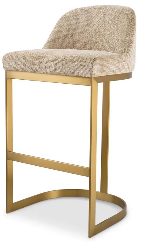 Solange Der Vorrat Reicht Casa Padrino Luxus Barstuhl Sandfarben / Messing 53 x 51 x H. 101 cm - Gepolsterter Edelstahl Barhocker - Bar Möbel - Luxus Möbel - Luxus Qualität