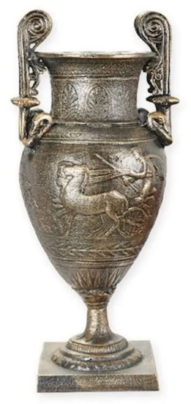 Abverkauf Casa Padrino Barock Vase Bronze 21 x 18 x H. 44 cm - Prunkvolle Gusseisen Blumenvase - Barock Wohnzimmer Deko - Barock Garten Deko - Barock Deko Accessoires