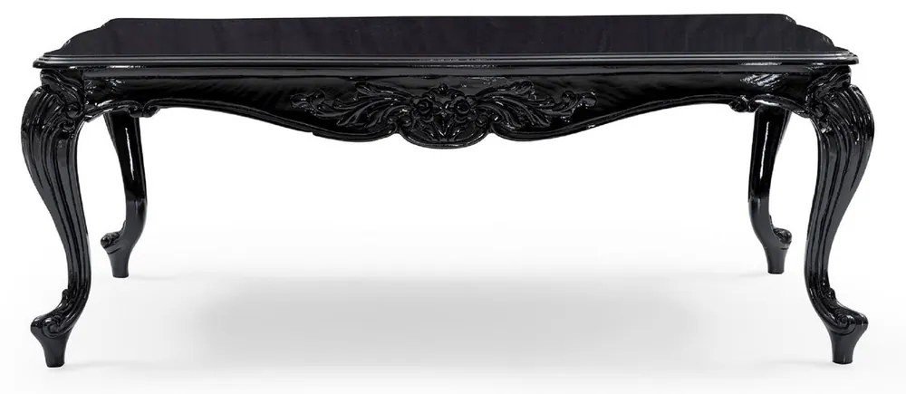 Highlight Casa Padrino Luxus Barock Couchtisch Schwarz - Handgefertigter Massivholz Wohnzimmertisch im Barockstil - Luxus Wohnzimmer Möbel im Barockstil - Barock Möbel - Edel & Prunkvoll