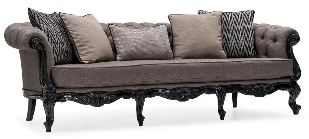 Billig Casa Padrino Luxus Barock Wohnzimmer Sofa Grau / Schwarz - Handgefertigtes Barockstil Sofa mit dekorativen Kissen - Luxus Wohnzimmer Möbel im Barockstil - Barock Möbel - Edel & Prunkvoll