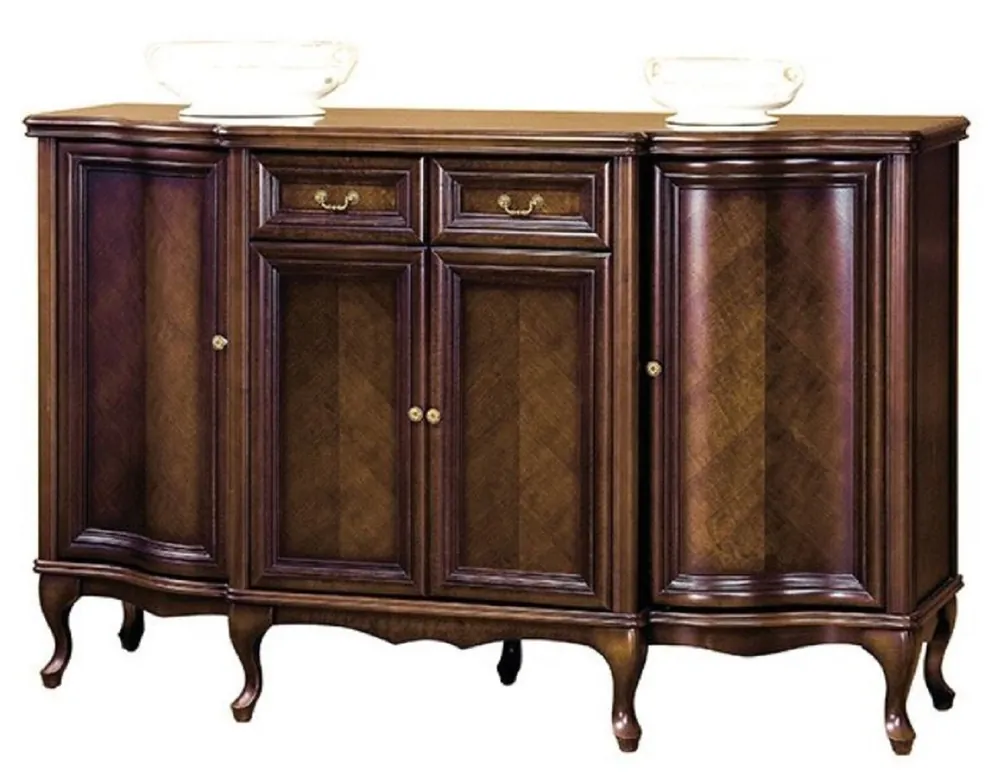 Neue Kollektion Casa Padrino Luxus Jugendstil Sideboard Dunkelbraun 176 x 57,5 x H. 111 cm - Eleganter Massivholz Schrank mit 4 Türen und 2 Schubladen - Barock & Jugendstil Möbel