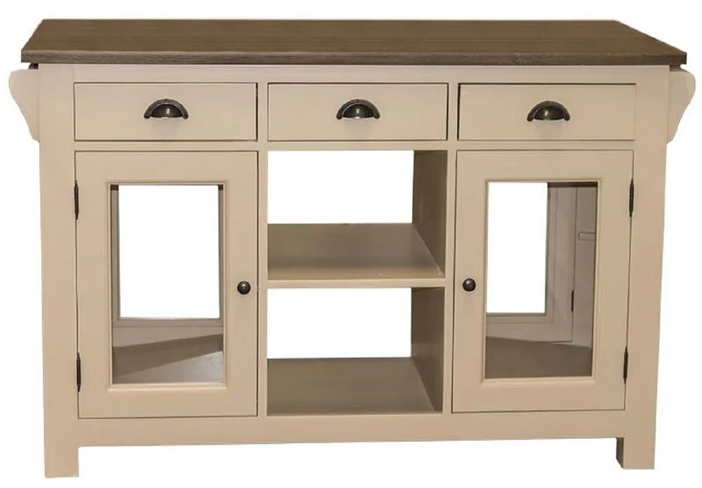 Solange Der Vorrat Reicht Casa Padrino Landhausstil Kücheninsel Beige / Dunkelbraun 135 x 65 x H. 90 cm - Massivholz Esszimmerschrank - Landhausstil Massivholz Küchen Möbel - Esszimmer Möbel im Landhausstil