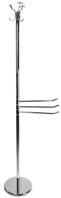 Casa Padrino Luxus Badezimmer Kleiderständer mit Handtuchhalter Silber Ø 30 x 34 x H. 182 cm - Verchromter Messing Badezimmer Garderobenständer - Badezimmer Möbel - Luxus Qualität - Made in Italy Sofort Bestellen