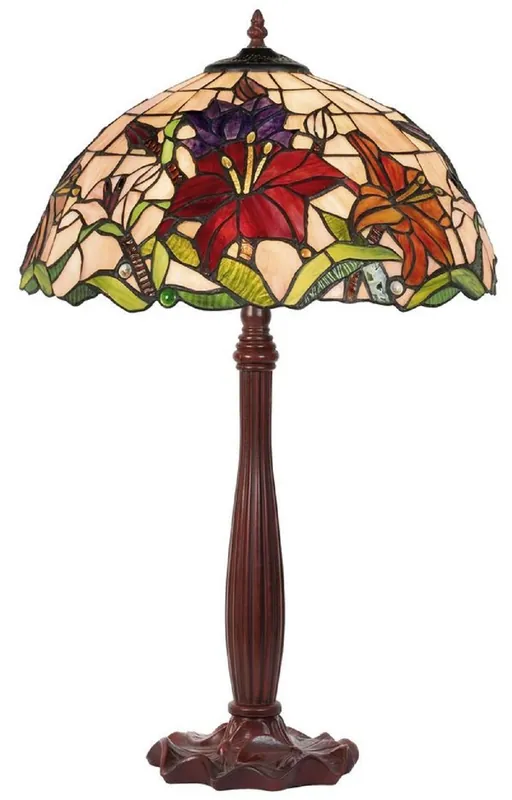 Abverkauf Casa Padrino Luxus Tiffany Tischleuchte Mehrfarbig Ø 40 x H. 64 cm - Runde Tiffany Schreibtischleuchte - Luxus Interior - Tiffany Leuchten - Luxus Leuchten