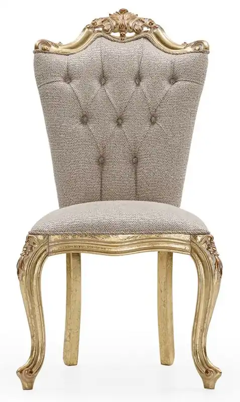 Aktuell Casa Padrino Luxus Barock Esszimmer Stuhl Grau / Gold - Prunkvoller Barockstil Küchen Stuhl - Luxus Esszimmer Möbel im Barockstil - Barock Möbel - Edel & Prunkvoll