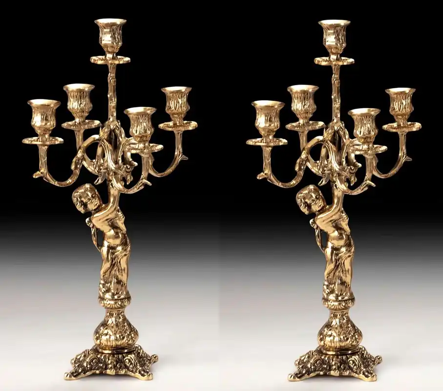 Casa Padrino Luxus Barock Kerzenhalter Set Gold Ø 24 x H. 45 cm - Handgefertigte Barockstil Bronze Kerzenständer - Barock Deko Accessoires - Barock Interior - Barock Möbel - Edel & Prunkvoll Preiswert