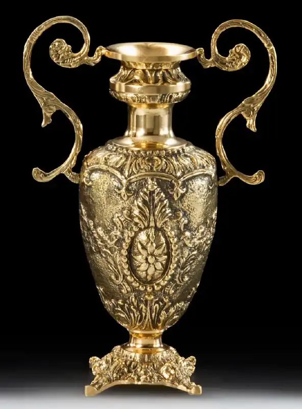 Casa Padrino Luxus Barock Vase Gold 23 x H. 34 cm - Handgefertigte Bronze Blumenvase im Barockstil - Barock Deko Accessoires - Edel & Prunkvoll Expressversand