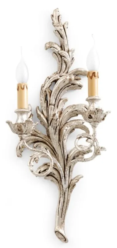 Schneller Versand Casa Padrino Luxus Barock Doppel Wandleuchte Antik Silber 32 x 16 x H. 66 cm - Prunkvolle Barockstil Wandlampe - Barock Leuchten - Luxus Qualität - Made in Italy
