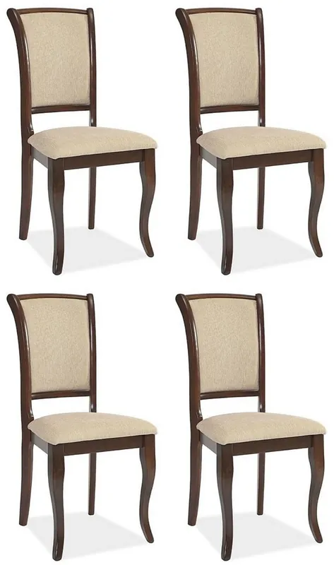 Casa Padrino Jugendstil Esszimmer Stuhl 4er Set Creme / Dunkelbraun 44 x 44 x H. 96 cm - Elegante Massivholz Küchen Stühle - Barock & Jugendstil Esszimmer Möbel Must-Have