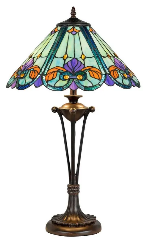 Casa Padrino Luxus Tiffany Tischleuchte Mehrfarbig / Braun Ø 40 x H. 61 cm - Tiffany Schreibtischleuchte - Luxus Interior - Luxus Art Deco Leuchten - Tiffany Leuchten Heißes Angebot