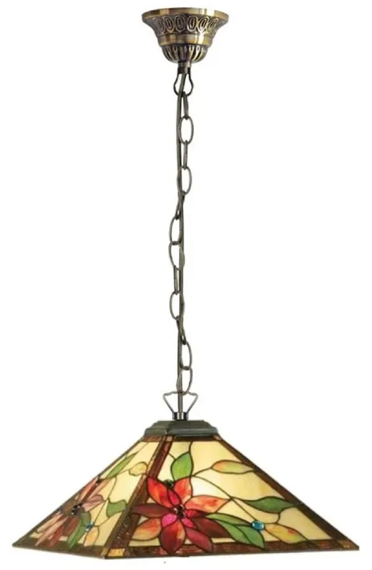 Casa Padrino Luxus Tiffany Hängeleuchte Mehrfarbig 43 x 43 x H. 75 cm - Art Deco Tiffany Hängelampe - Wohnzimmer Hängeleuchte - Deko Hängeleuchte - Art Deco Leuchten - Luxus Tiffany Leuchten Schnäppchen