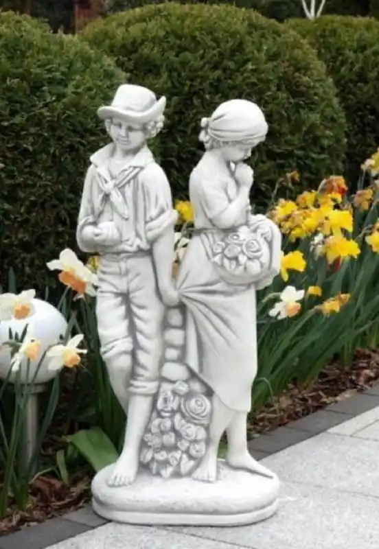 Preiswert Casa Padrino Jugendstil Garten Deko Skulptur Liebespaar Grau H. 87 cm - Elegante Garten Deko Stein Figur - Barock & Jugendstil Garten Deko Accessoires
