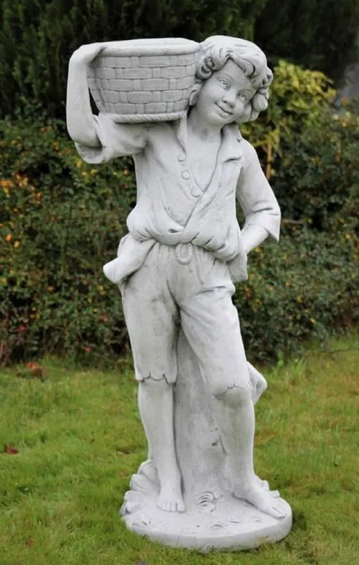 Neu Im Sortiment Casa Padrino Jugendstil Skulptur Junge mit Blumentopf Grau 50 x 40 x H. 67 cm - Elegante Garten Deko Stein Figur mit Pflanzentopf - Barock & Jugendstil Garten Deko Accessoires
