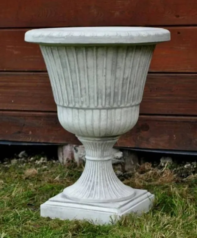 Casa Padrino Barock Garten Deko Blumentopf Grau Ø 39 x H. 52 cm - Runder Pflanzentopf im Barockstil - Barock Garten Deko - Barock Terrassen Deko - Barock Deko Accessoires Preisreduziert