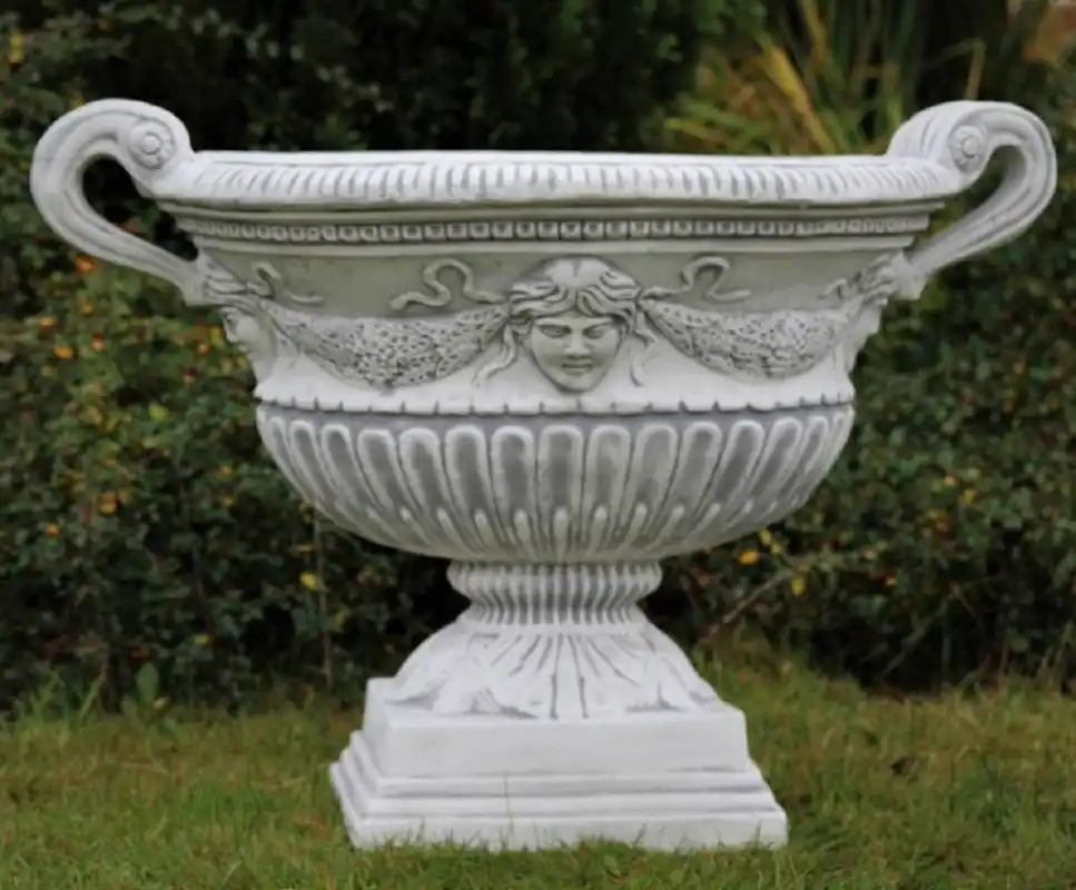 Highlight Casa Padrino Barock Garten Deko Blumentopf Grau 66 x 60 x H. 54 cm - Prunkvoller Pflanzentopf im Barockstil - Barock Garten Deko - Barock Terrassen Deko - Barock Deko Accessoires