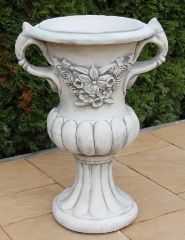 Casa Padrino Barock Garten Deko Blumentopf Grau Ø 50 x H. 93 cm - Prunkvoller Pflanzentopf im Barockstil - Barock Garten Deko - Barock Terrassen Deko - Barock Deko Accessoires Super-Preis
