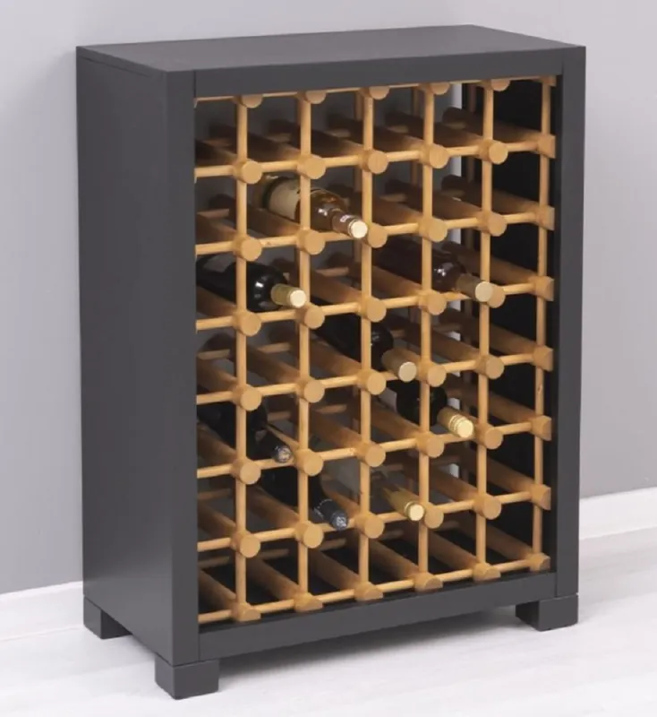 Saisonangebot Casa Padrino Landhausstil Massivholz Weinschrank Schwarz / Naturfarben 68 x 35 x H. 68 cm - Massivholz Weinregal im Landhausstil - Massivholz Bar Möbel - Landhausstil Bar Möbel