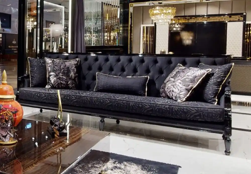 Abverkauf Casa Padrino Luxus Barock Sofa Lila / Schwarz - Prunkvolles Barockstil Wohnzimmer Sofa - Luxus Wohnzimmer Möbel im Barockstil - Barock Möbel - Edel & Prunkvoll