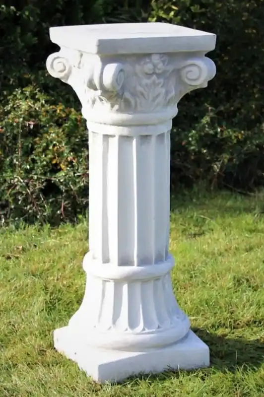 Casa Padrino Barock Säule Weiß / Grau H. 76 cm - Prunkvolle Gartensäule im Barockstil - Gartendeko Stein Säule - Barock Garten & Terrassen Deko Accessoires Neue Ware