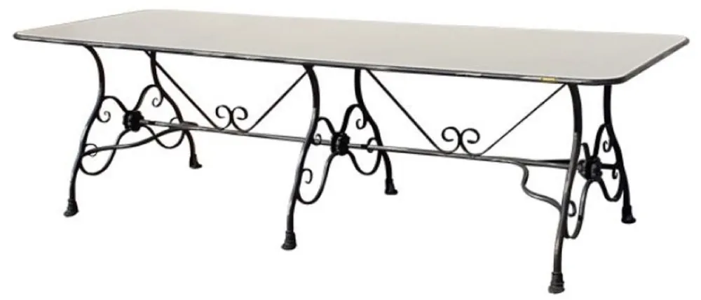 Sofort Bestellen Casa Padrino Jugendstil Garten Esstisch Antik Creme / Antik Braun 250 x 90 x H. 75 cm - Nostalgischer Schmiedeeisen Gartentisch - Jugendstil Schmiedeeisen Garten Möbel - Nostalgische Garten Möbel
