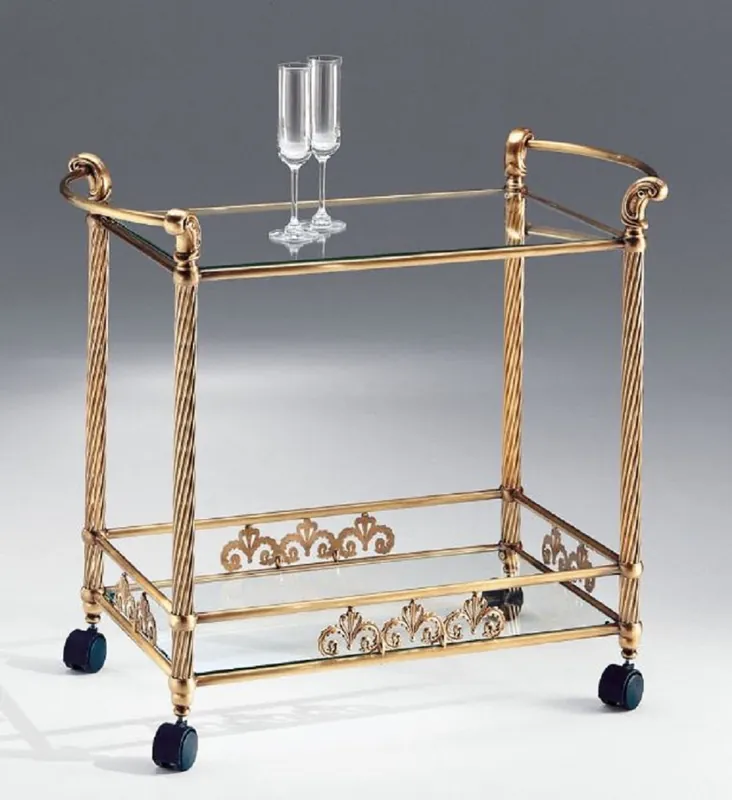 Casa Padrino Luxus Servierwagen Messing / Antik Bronze / Schwarz 86 x 48 x H. 72 cm - Rechteckiger Messing Trolley mit Glasplatten - Hotel & Restaurant Accessoires - Luxus Qualität - Made in Italy Angebot