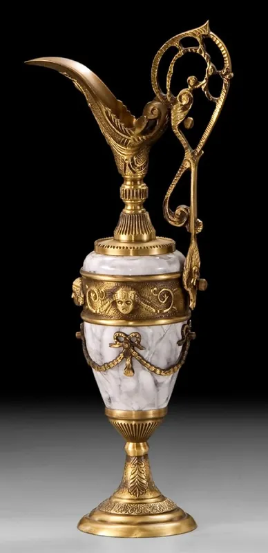 Aktuell Casa Padrino Luxus Barock Weinkrug Gold / Weißgrau 16 x H. 39 cm - Handgefertigter Bronze Krug - Barock Deko Accessoires - Barock Interior - Barock Möbel - Edel & Prunkvoll