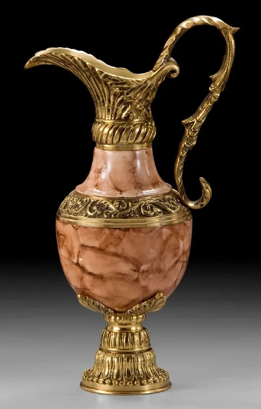 Neue Ware Casa Padrino Luxus Barock Vase in Weinkrug Form Gold / Beige 21 x H. 37 cm - Handgefertigte Bronze Blumenvase - Barock Deko Accessoires - Barock Interior - Barock Möbel - Edel & Prunkvoll